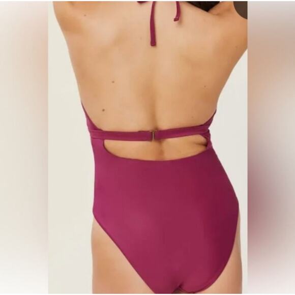 NEW Andie Womens L The Lagos Plum Halter One Piece Swimsuit Removable Cups - Picture 5 of 10